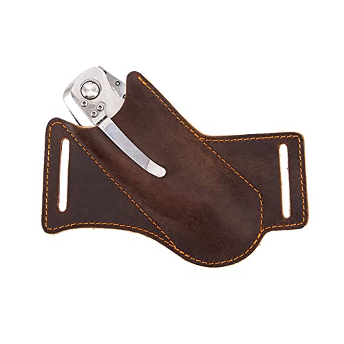 QCWN Leather Knife Sheath,Knife Holster,Pocket Knife Folding EDC Belt Knife Holster,Open Top Knife Belt Leather Sheath for for 5 inch Folding Knife，Case Knife.Gift for Men - Image 1