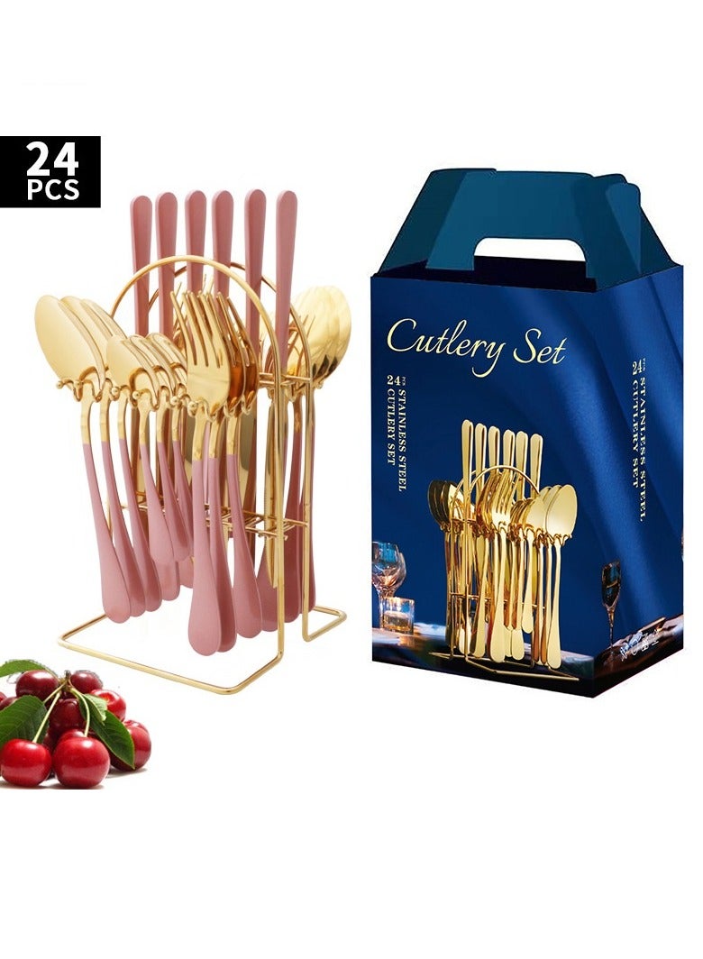 Y&D 24-Piece Steak Knife Fork Spoon Cutlery Gift Set 