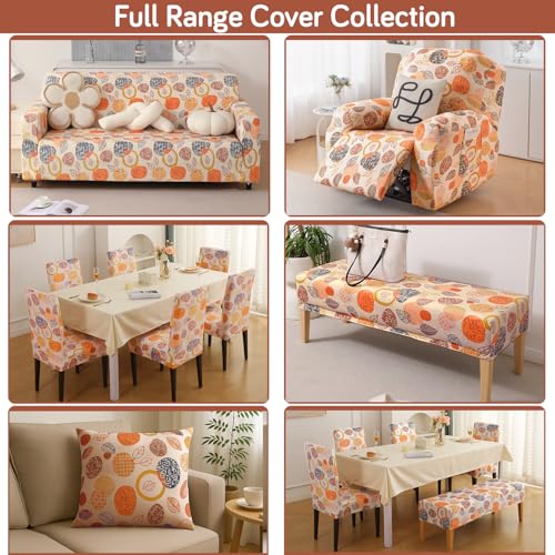 HOKIPO Premium Printed Velvet Sofa Cover 2 Seater Fully Covered, Coral Autumn Leaves (AR-5796-D1) - Image 4