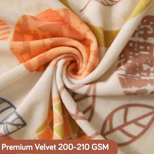 HOKIPO Premium Printed Velvet Sofa Cover 2 Seater Fully Covered, Coral Autumn Leaves (AR-5796-D1) - Image 2