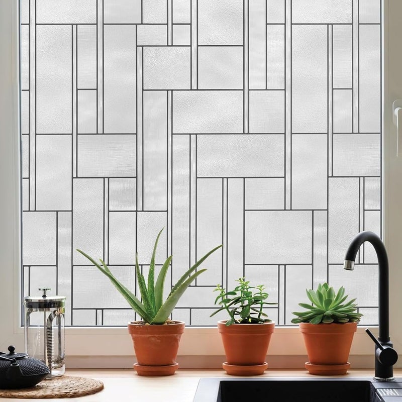 Artscape Empire 24 x 36 Inch Window Film Made in USA  Provides Privacy NonAdhesive Textured Leaded Glass Pattern UV Protection Easy to Apply and Removable