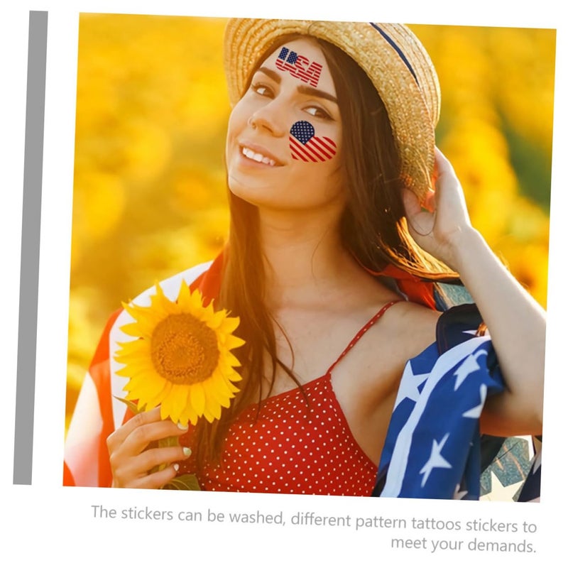 10 Sheets Independence Day Face Tattoos Stickers American Flag Decals for Body Arms Legs Patriotic Temporary Tattoo for July Party Celebration - Image 2