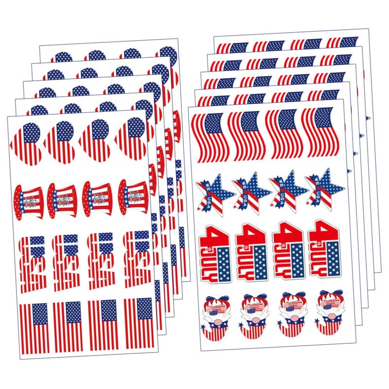 10 Sheets Independence Day Face Tattoos Stickers American Flag Decals for Body Arms Legs Patriotic Temporary Tattoo for July Party Celebration - Image 1