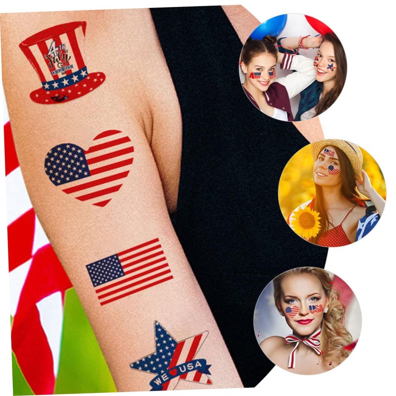 10 Sheets Independence Day Face Tattoos Stickers American Flag Decals for Body Arms Legs Patriotic Temporary Tattoo for July Party Celebration - Image 3