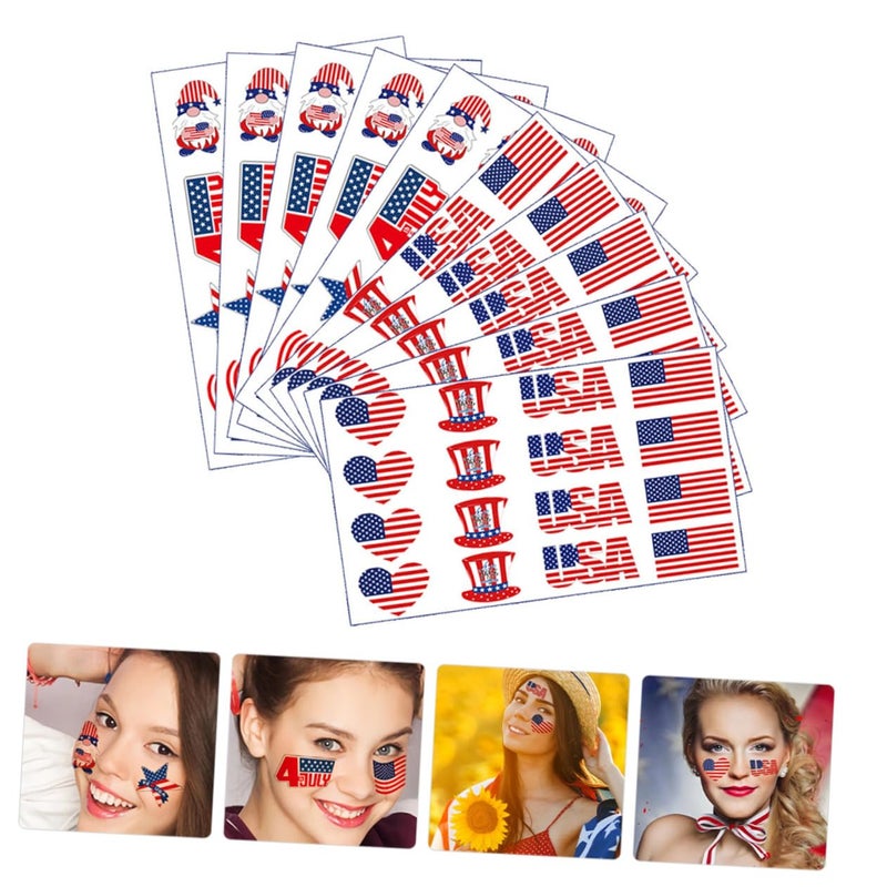 10 Sheets Independence Day Face Tattoos Stickers American Flag Decals for Body Arms Legs Patriotic Temporary Tattoo for July Party Celebration - Image 5