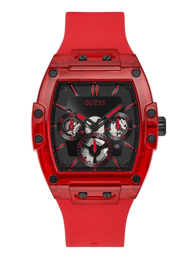 Guess Men’s Red Case Red Silicone Watch GW0203G5 - Image 1