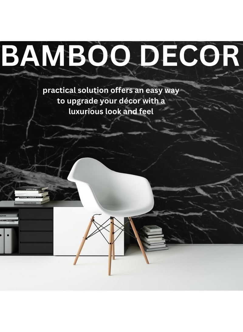 Bamboo Decor | Self Adhesive Wallpaper Peel & Stick Extra Thickened  Water-resistant Moist-proof Wall Decoration for Living room -Kitchen -Bedroom -Bathroom-office (Black Marble, 60 x 400 CM) - Image 3