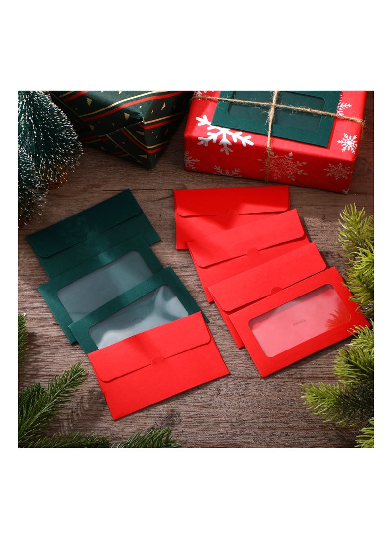 SYOSI - 60 Pack Window Gift Card Envelopes Gift Card Sleeves Blank Holders for Greeting Mailing Envelopes Red and Green - Image 1