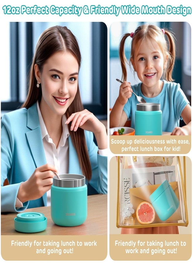 JSCARES 12oz Kids Insulated-Food-Jars for Hot-Food, Wide Mouth Soup Thermo Food Jar Insulated Thermal Lunch Container Termo para Comida Caliente Vacuum Thermoses for Keeping Food Warm - Light Blue - Image 4