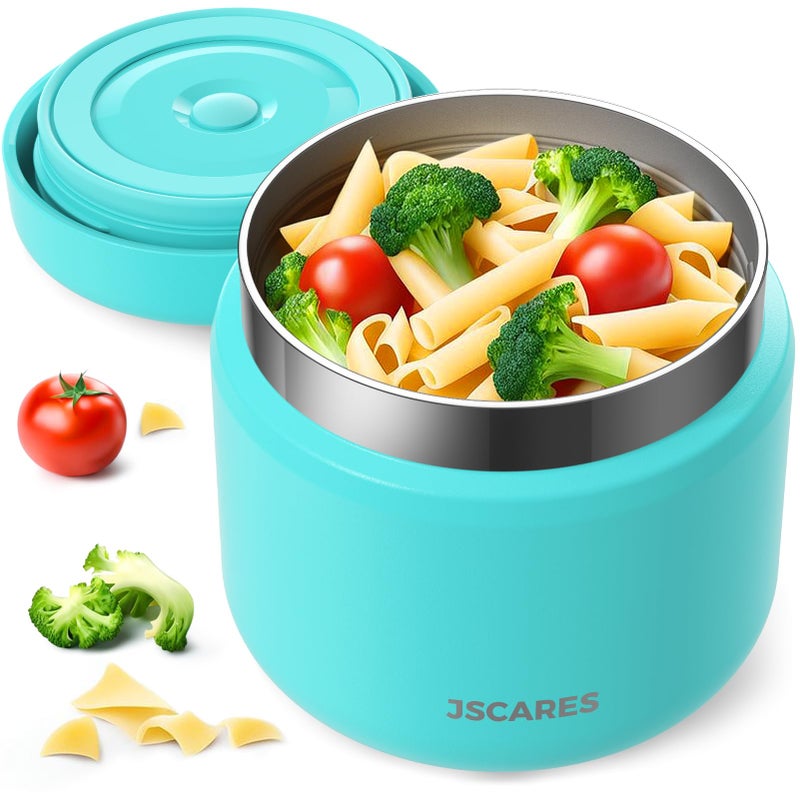JSCARES 12oz Kids Insulated-Food-Jars for Hot-Food, Wide Mouth Soup Thermo Food Jar Insulated Thermal Lunch Container Termo para Comida Caliente Vacuum Thermoses for Keeping Food Warm - Light Blue - Image 1
