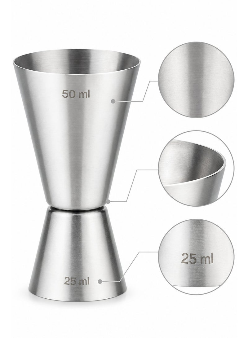 Stainless Steel Double-Sided Cocktail Jigger – Professional Bar Measuring Cup, Dual Shot Measure for Cocktails, Spirits, Whiskey, Vodka & Mixology (25/50 ML) - Image 2