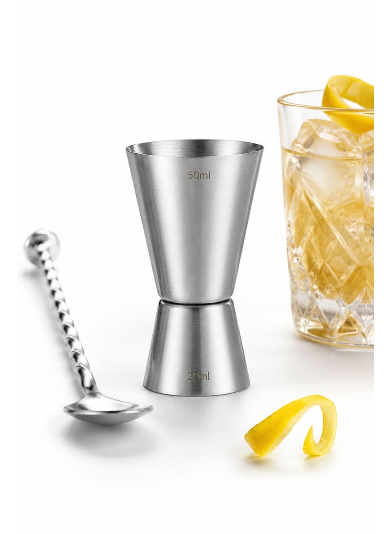 Stainless Steel Double-Sided Cocktail Jigger – Professional Bar Measuring Cup, Dual Shot Measure for Cocktails, Spirits, Whiskey, Vodka & Mixology (25/50 ML) - Image 5