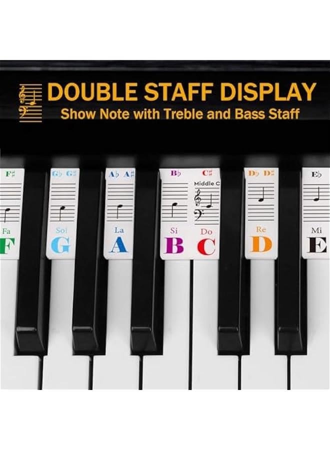 MOXO Removable Piano Notes Guide for Beginner, No Need Stickers, Silic Piano Keyboard Note Labels for Learning, Piano Accessories for 88 Key FullSize, With Box, Rainbow Color - Image 3