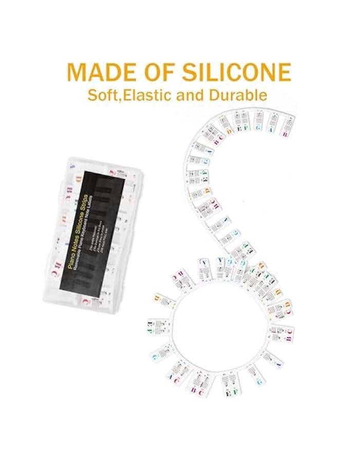 MOXO Removable Piano Notes Guide for Beginner, No Need Stickers, Silic Piano Keyboard Note Labels for Learning, Piano Accessories for 88 Key FullSize, With Box, Rainbow Color - Image 4