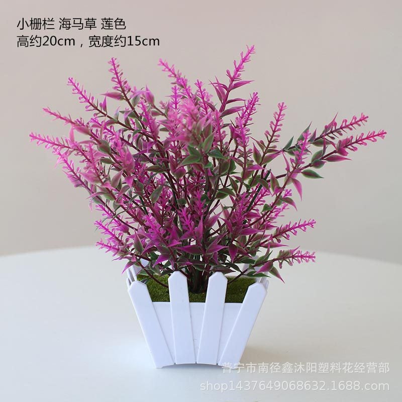 Artificial Flower Set Dining Table Green Plant Small Potted Plant Interior Decoration Plastic Flower Art Mini Fence Flower Bonsai Decoration - Image 1