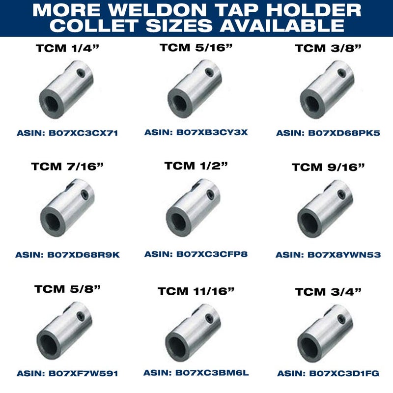 CS Unitec 3/4" Weldon Tap Holder for 7/16" Diameter Taps - Mag Drill Tap Collet - Fits Standard Weldon Chucks On Most Magnetic Drill Presses (TCM 7/16) - Image 5