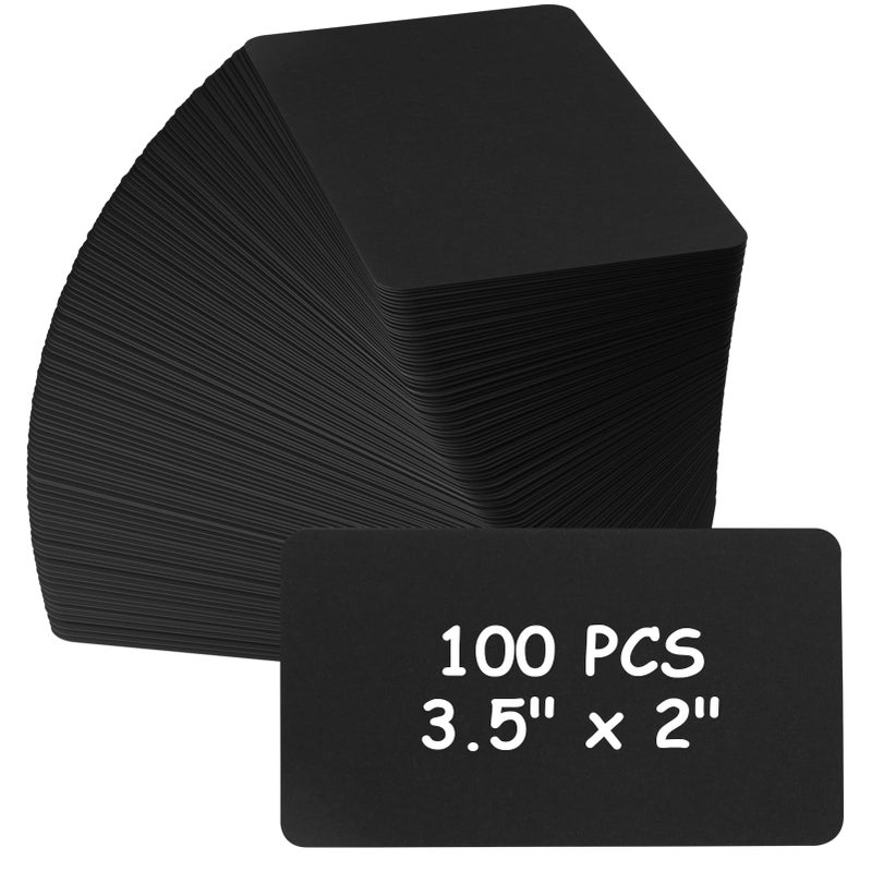 MaxGear 100Pcs Thank You Cards for Small Business, 3.5" x 2" Blank Kraft Paper Card, 200 GSM Black Cardstock, Message & Business Appreciation Cards - Image 1