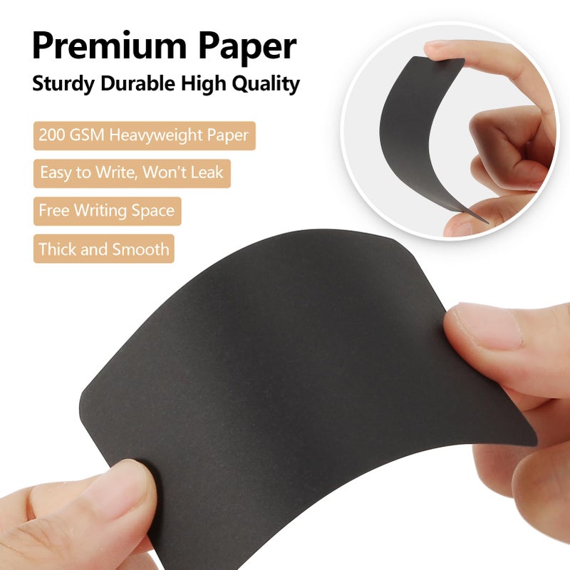 MaxGear 100Pcs Thank You Cards for Small Business, 3.5" x 2" Blank Kraft Paper Card, 200 GSM Black Cardstock, Message & Business Appreciation Cards - Image 3