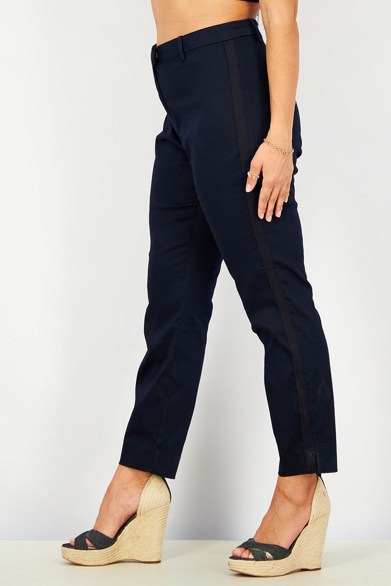 Tchibo Women Regular Fit Plain Straight Leg Pants, Navy  - Image 4