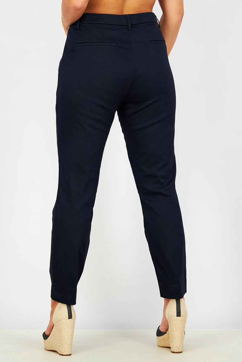 Tchibo Women Regular Fit Plain Straight Leg Pants, Navy  - Image 2