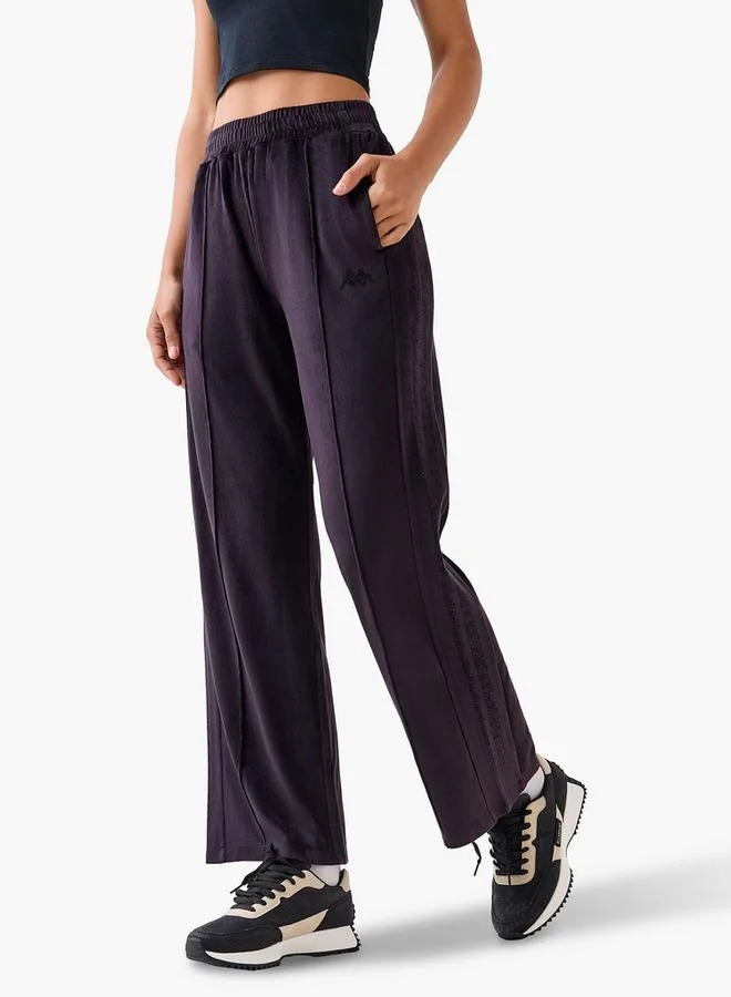 Kappa Kappa Embellished Velour Regular Fit Track Pants with Pockets