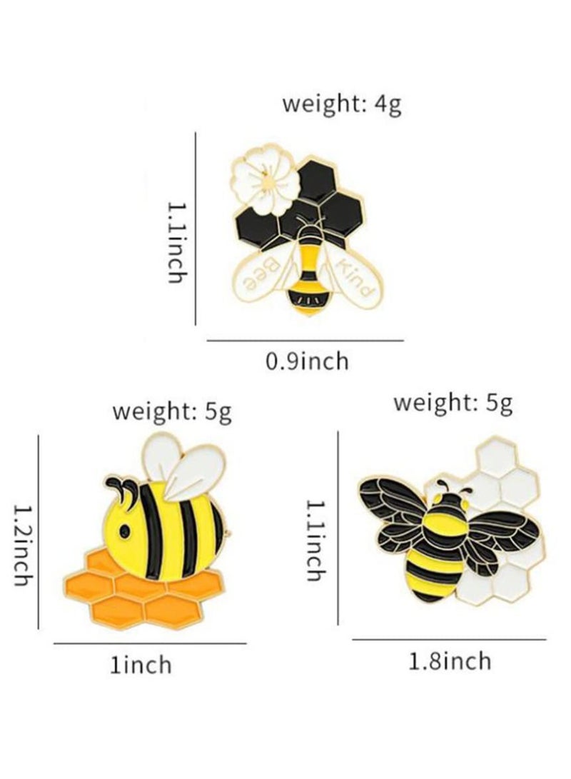 SYOSI Bee Gather Honey Brooch, 3 Pcs Custom Honey Honeycomb Cartoon Brooches, for Backpack Jewelry Friends Cute Gift - Image 5