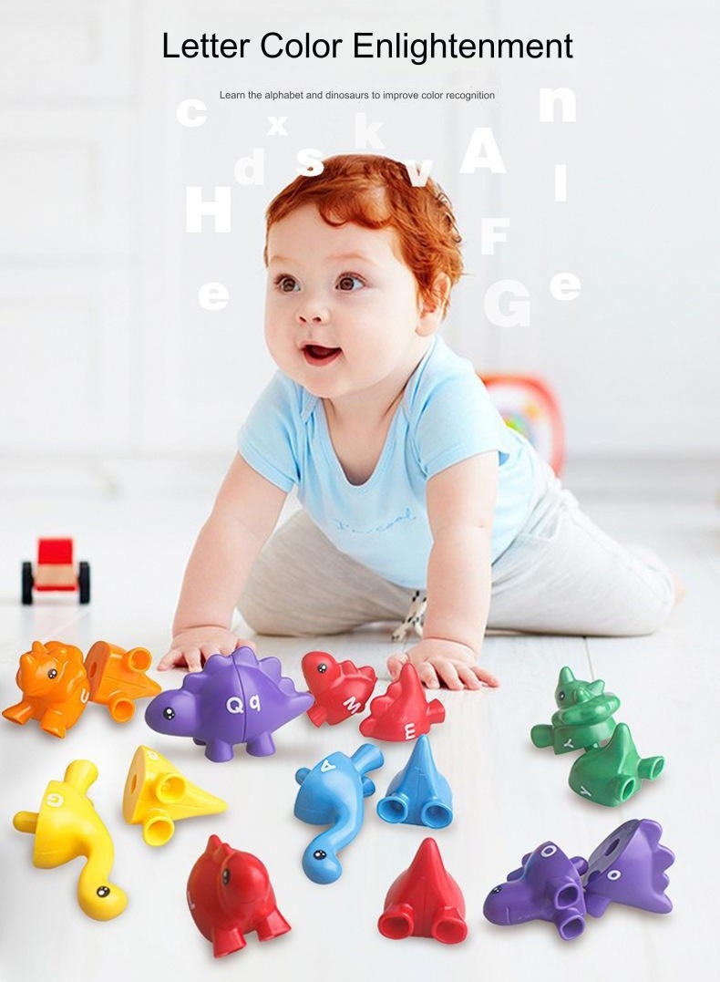 لعبة مطابقة الحروف الأبجدية ذات الوجهين، 14 قطعة من لعبة مطابقة الحروف الأبجدية على شكل ديناصور مع أحرف كبيرة وصغيرة، ألعاب تعليمية لمرحلة ما قبل المدرسة من مونتيسوري للأطفال الصغار من الأولاد والبنات - Image 2