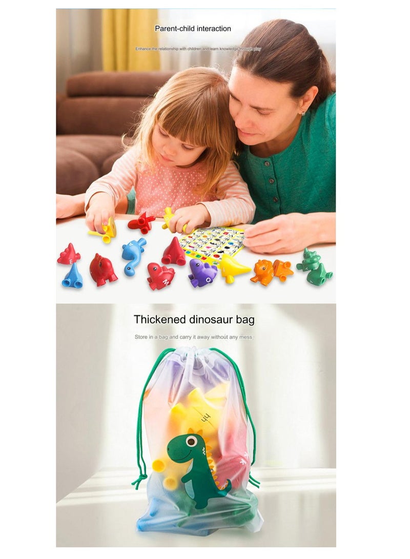 لعبة مطابقة الحروف الأبجدية ذات الوجهين، 14 قطعة من لعبة مطابقة الحروف الأبجدية على شكل ديناصور مع أحرف كبيرة وصغيرة، ألعاب تعليمية لمرحلة ما قبل المدرسة من مونتيسوري للأطفال الصغار من الأولاد والبنات - Image 4