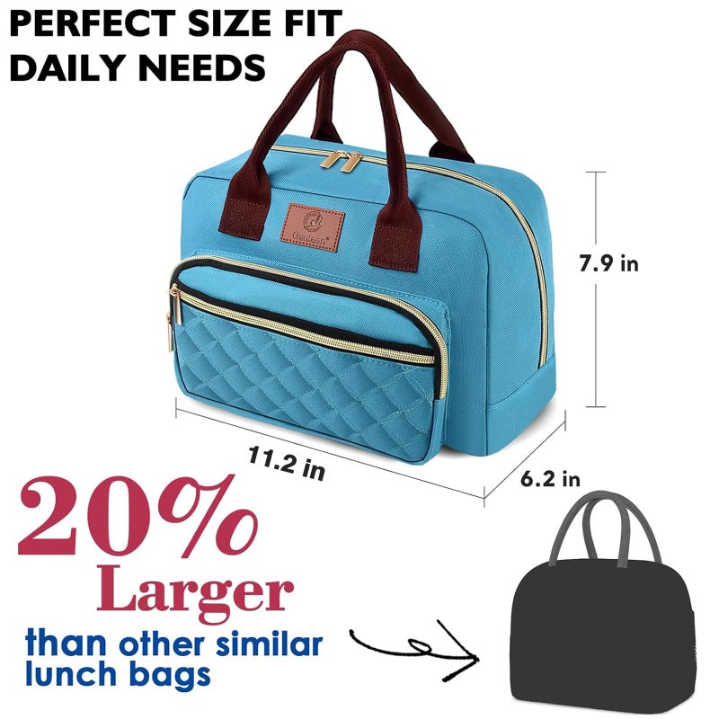 Genteen Lunch Bag for Women,Insulated Adult Lunch Boxes for Women, Reusable Cute Lunch Bags for Work,High Capacity Tote Lunchbox Cooler for Girls Office Travel Picnic School-Teal - Image 3