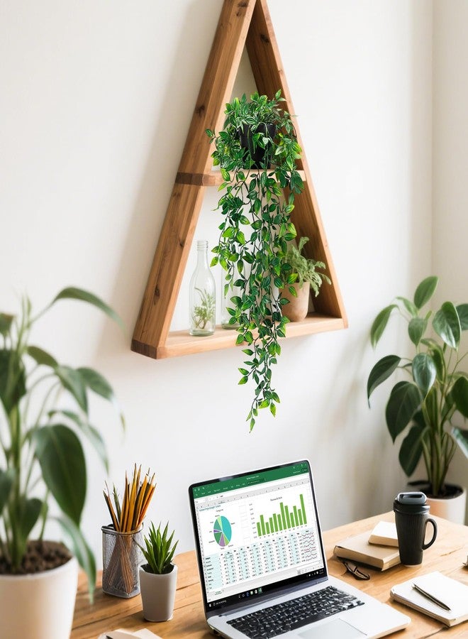 Clearain Fake Plants Hanging Artificial Potted Faux Eucalyptus Plants for Boho Farmhouse Bathroom Office Desk Wall Bookshelves Room Accessories Decorations - Image 5