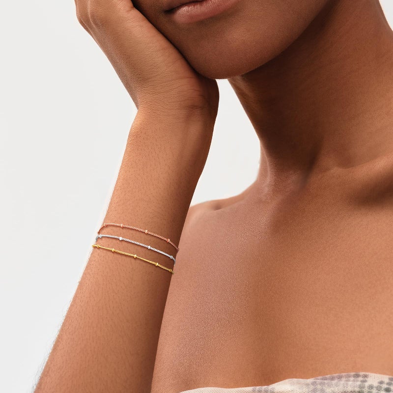 ميفيكو سوار MEVECCO للنساء مطلي بالذهب عيار 14 قيراطًا، سلسلة رقيقة، مجوهرات بسيطة، صناعة يدوية لطيفة، بسيطة، مناسبة لها - Image 2