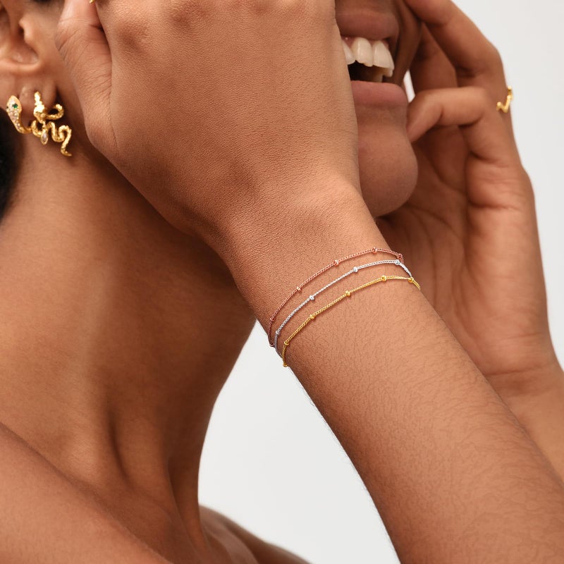 ميفيكو سوار MEVECCO للنساء مطلي بالذهب عيار 14 قيراطًا، سلسلة رقيقة، مجوهرات بسيطة، صناعة يدوية لطيفة، بسيطة، مناسبة لها - Image 3