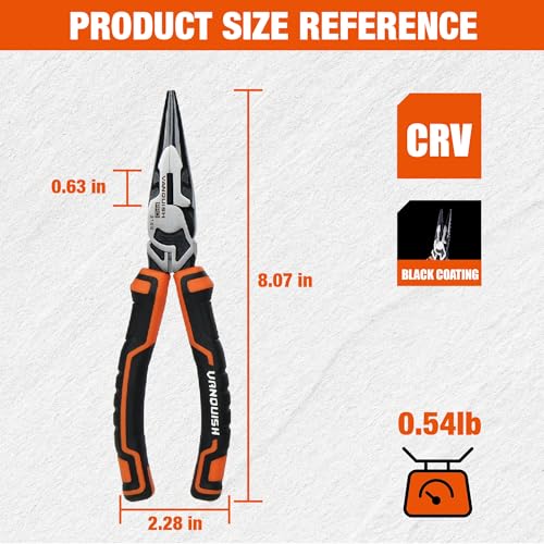 Vanquish 8 Inch Long Needle Nose Pliers High-Leverage Wire Cutters with Comfort Grip Handle (3168) - Image 2