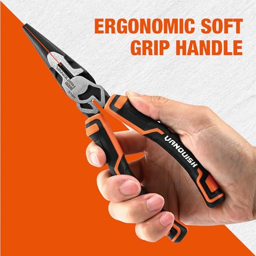 Vanquish 8 Inch Long Needle Nose Pliers High-Leverage Wire Cutters with Comfort Grip Handle (3168) - Image 5