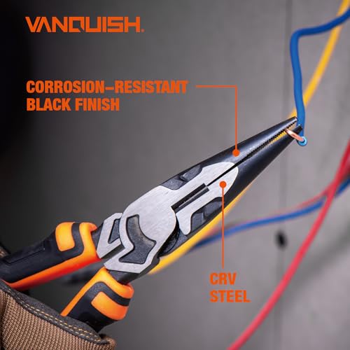 Vanquish 8 Inch Long Needle Nose Pliers High-Leverage Wire Cutters with Comfort Grip Handle (3168) - Image 4