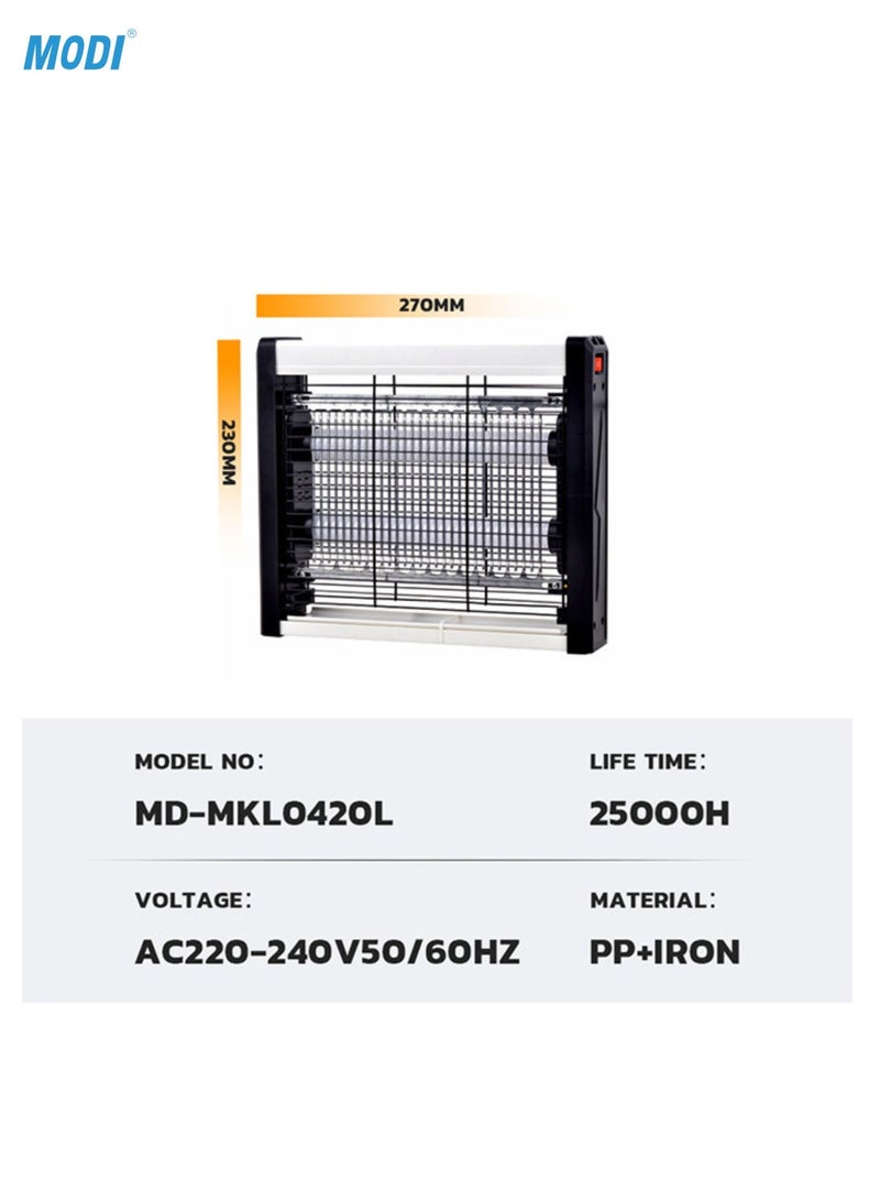 MODI Electric Flying Insect Killer Mosquito Killer Lamp Bug Zapper Hangable Indoor Outdoor Fly Trap High Voltage UV Light Insect Eliminator for Home Office Kitchen - 20W - Image 2