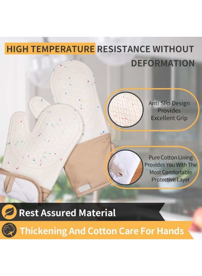 2 حزمة من قفازات الفرن طويلة جدا ومجموعات رفوف، وقفازات السيليكون المقاومة للحرارة الفرن، مجموعة قفازات الفرن، مع بطانة ناعمة، قبضة جيدة، المطبخ الخبز مع وسادة حرارية للطهي - Image 2
