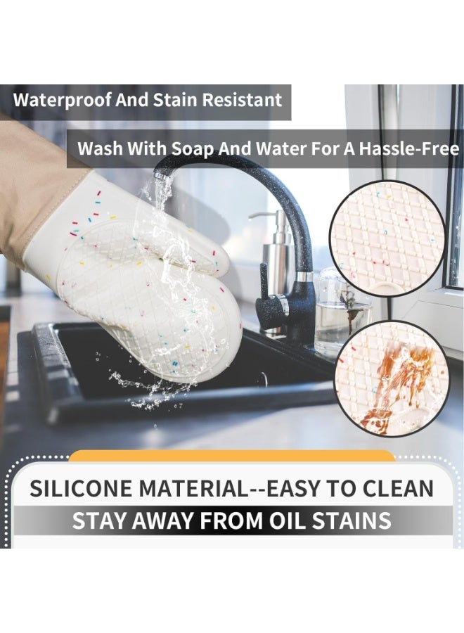 2 حزمة من قفازات الفرن طويلة جدا ومجموعات رفوف، وقفازات السيليكون المقاومة للحرارة الفرن، مجموعة قفازات الفرن، مع بطانة ناعمة، قبضة جيدة، المطبخ الخبز مع وسادة حرارية للطهي - Image 4