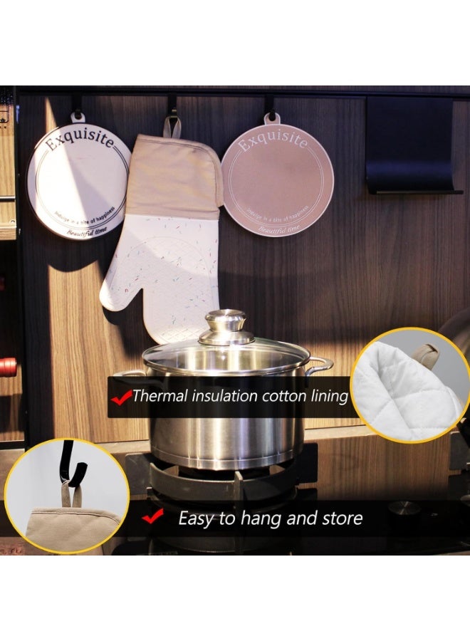 2 حزمة من قفازات الفرن طويلة جدا ومجموعات رفوف، وقفازات السيليكون المقاومة للحرارة الفرن، مجموعة قفازات الفرن، مع بطانة ناعمة، قبضة جيدة، المطبخ الخبز مع وسادة حرارية للطهي - Image 3