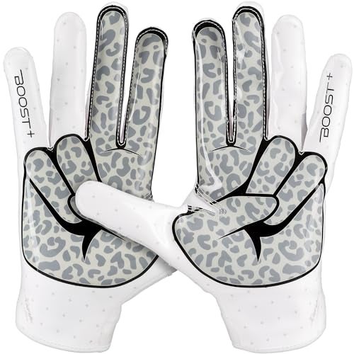 Grip Boost Football Gloves - Peace Stealth 6.0 Boost Plus Sticky Technology - Adult and Youth Football Gloves for Wide Receiver - Men's and Boys Sizes (White/Black, Medium) - Image 2