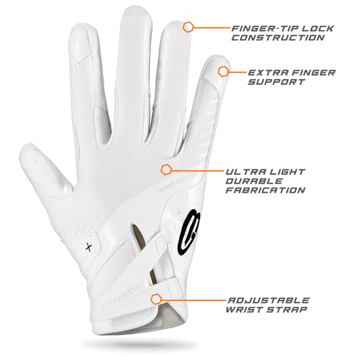 Grip Boost Football Gloves - Peace Stealth 6.0 Boost Plus Sticky Technology - Adult and Youth Football Gloves for Wide Receiver - Men's and Boys Sizes (White/Black, Medium) - Image 3
