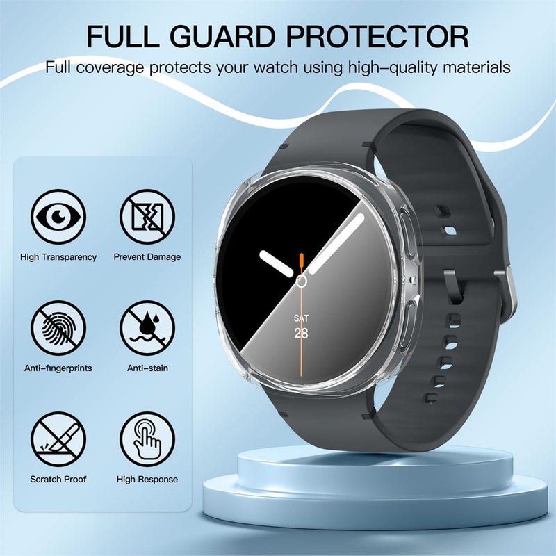 4 Pcs Transparent Soft TPU Case Compatible for Galaxy Watch 8 44 Mm With Screen Protector Film Protective Cover Smartwatch Accessories - Image 5