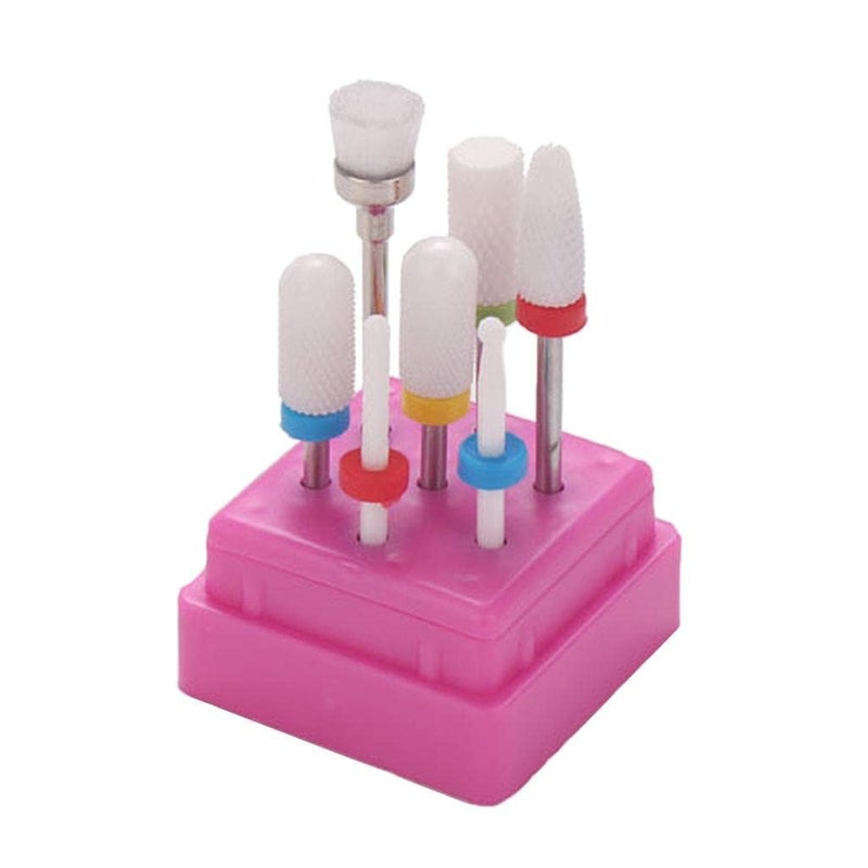kreni 7X Nail Art Drill Bits Brush Set Manicure Polishing Head WStorage Case 04 Nail Care Manicure Pedicure ManicurePedicure Tools Kits - Image 1