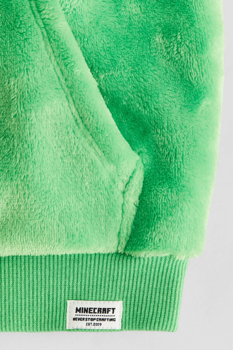 H&M Embroidered-motif pile hoodie