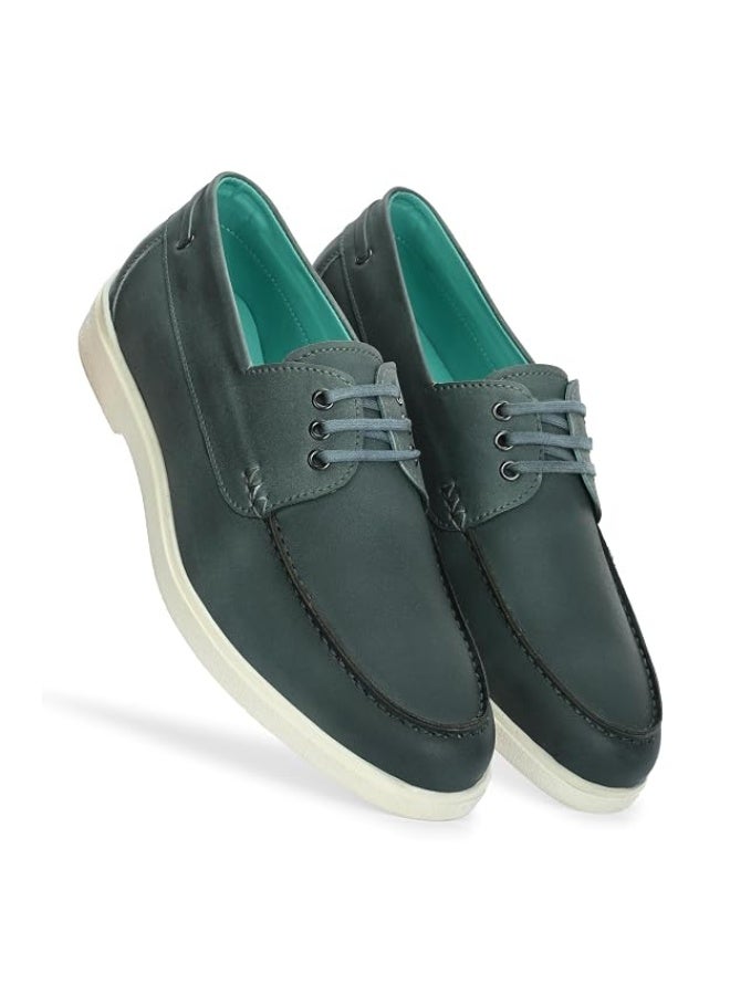 Noak Mens Leather Wanderers Boat Shoe | Organic Cactus Leather Accents | Comfortable, Flexible & Breathable | Dark Grey | 6 UK - Image 4