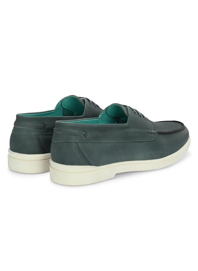 Noak Mens Leather Wanderers Boat Shoe | Organic Cactus Leather Accents | Comfortable, Flexible & Breathable | Dark Grey | 6 UK - Image 3