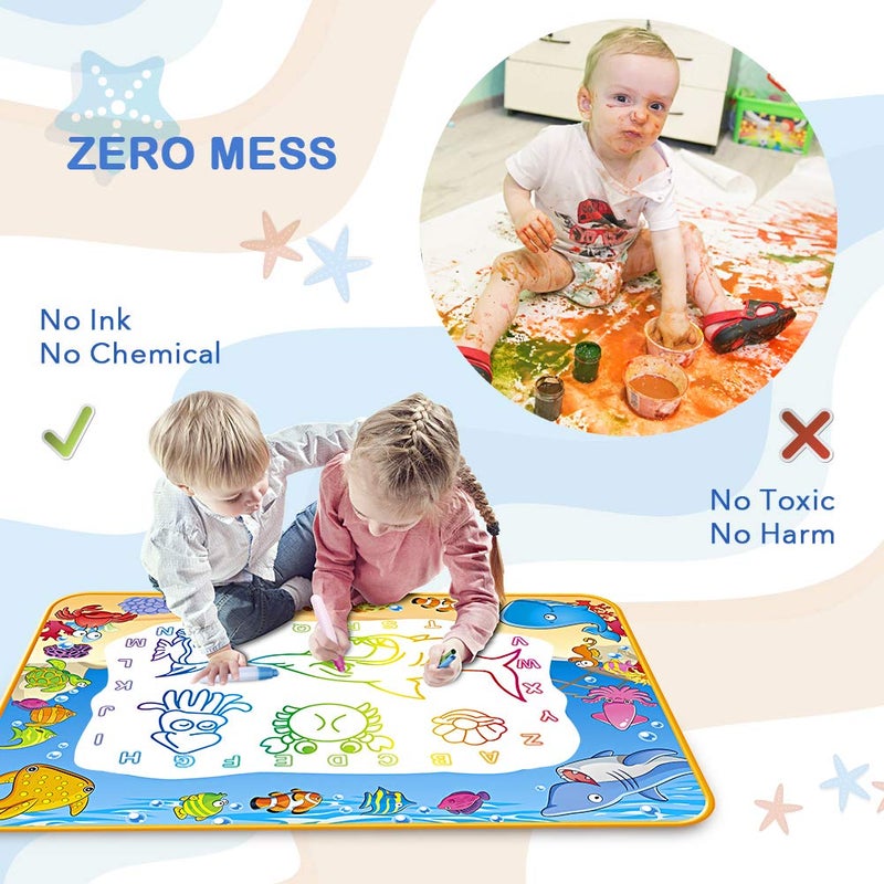 Toyk Water Doodle Mat - Kids Painting Writing Color Doodle Drawing Mat Toy Bring Magic Pens Educational Toys for Age 2 3 4 5 6 7 Year Old Girls Boys Age Toddler Gift - Image 3