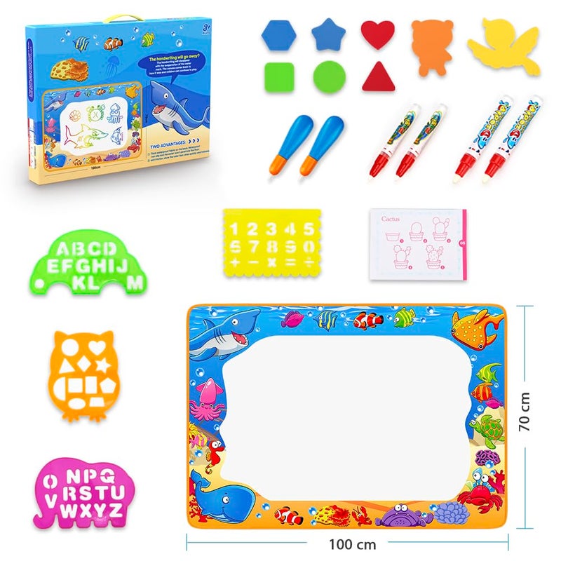Toyk Water Doodle Mat - Kids Painting Writing Color Doodle Drawing Mat Toy Bring Magic Pens Educational Toys for Age 2 3 4 5 6 7 Year Old Girls Boys Age Toddler Gift - Image 2