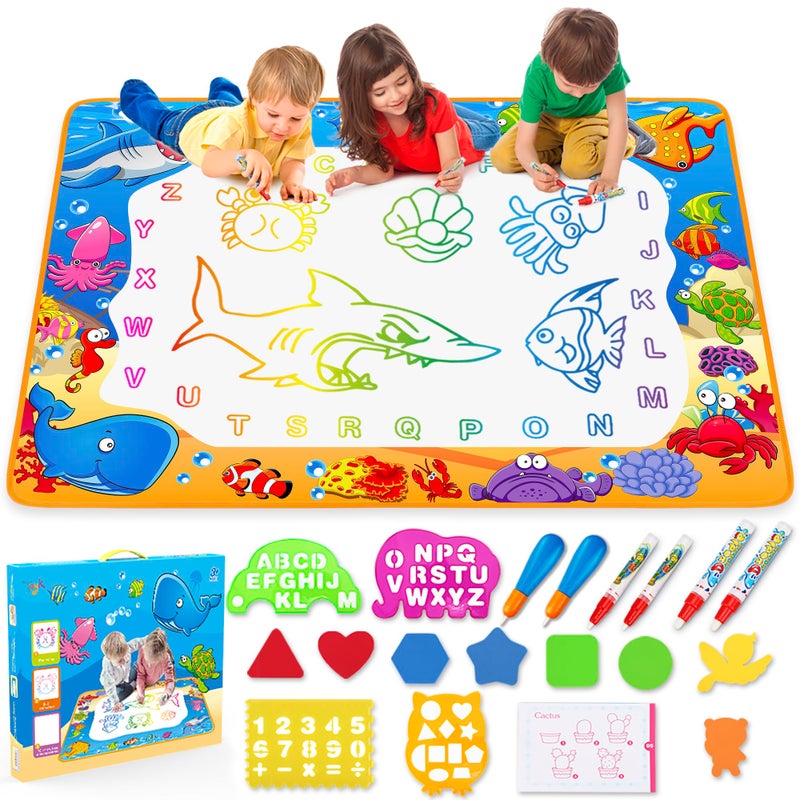 Toyk Water Doodle Mat - Kids Painting Writing Color Doodle Drawing Mat Toy Bring Magic Pens Educational Toys for Age 2 3 4 5 6 7 Year Old Girls Boys Age Toddler Gift - Image 1