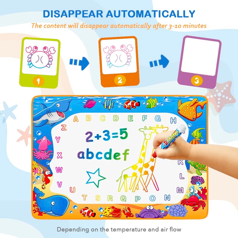 Toyk Water Doodle Mat - Kids Painting Writing Color Doodle Drawing Mat Toy Bring Magic Pens Educational Toys for Age 2 3 4 5 6 7 Year Old Girls Boys Age Toddler Gift - Image 5
